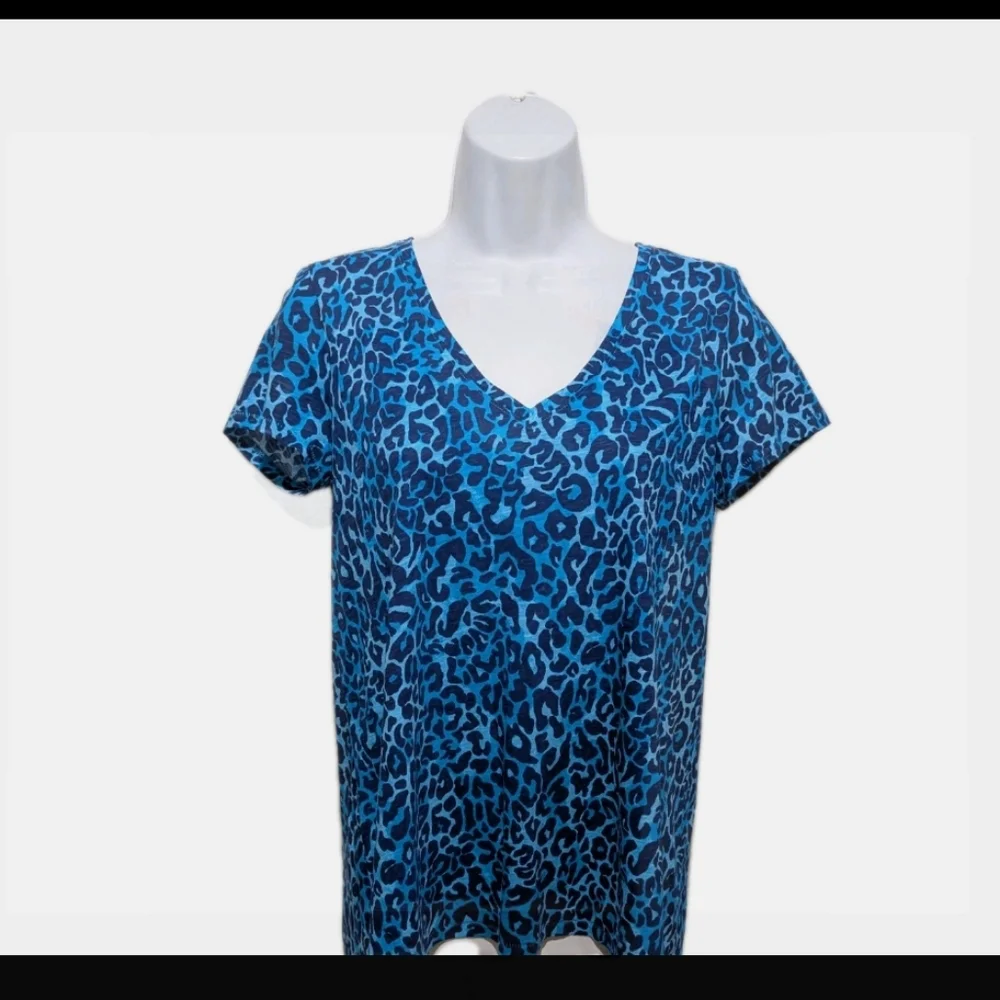 Lilly Pulitzer Etta V Neck Cotton Top S Leopard Beach Summer #11 - Picture 4 of 9